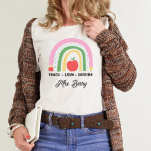 T-shirt Enseignant Moderne Arc en Ciel Apprendre Amour Ins
