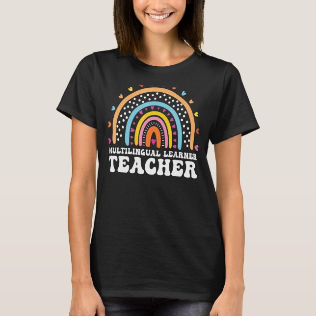 T-shirt Enseignant multilingue Leopard Arc-en-ciel Multi (Devant)