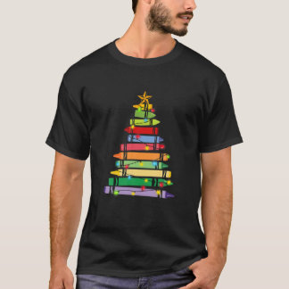 T-shirt Enseignant Noël T Crayon Arbre Léger Cadeaux Étudi