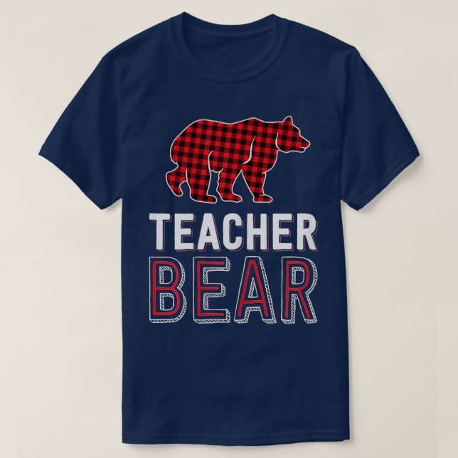 T-shirt Enseignant Ours Rouge Buffalo Plaid Matching Ensei (Design devant)