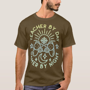 T-shirt Enseignant Par Jeu De Jour Par Nuit Distressed Des