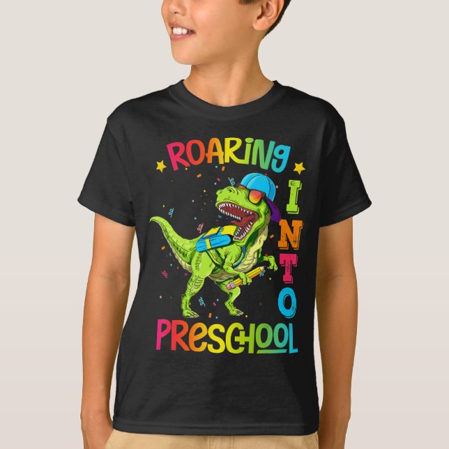 T-shirt Enseignant Pré K Retour À L'École Préscolaire Dino (Devant)