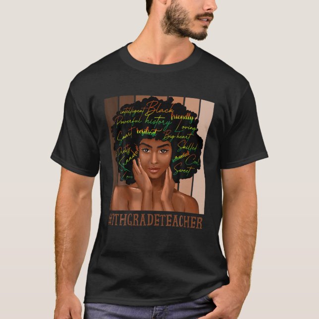 T-shirt Enseignante De 7E Année Afro Africaine Américaine  (Devant)