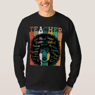 T-shirt Enseignante des femmes noires Afro Retro Mois de l
