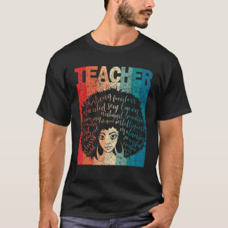 T-shirt Enseignante noire Afro Retro Mois de l'histoire no