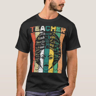 T-shirt Enseignante noire Afro Retro Mois de l'histoire no