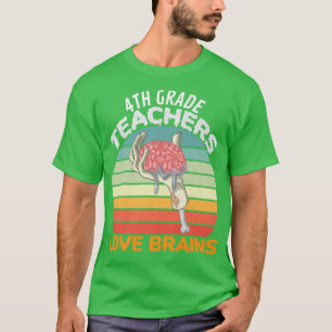 T-shirt Enseignants de 4e année Amour Cerveaux Zombie Sall