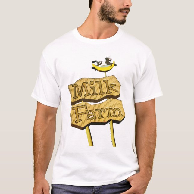 T-shirt Enseigne au néon de cru de ferme de lait (Devant)