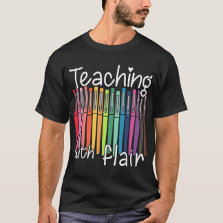 T-shirt Enseigner Avec Stylo Flair Enseignant Retour À L'É