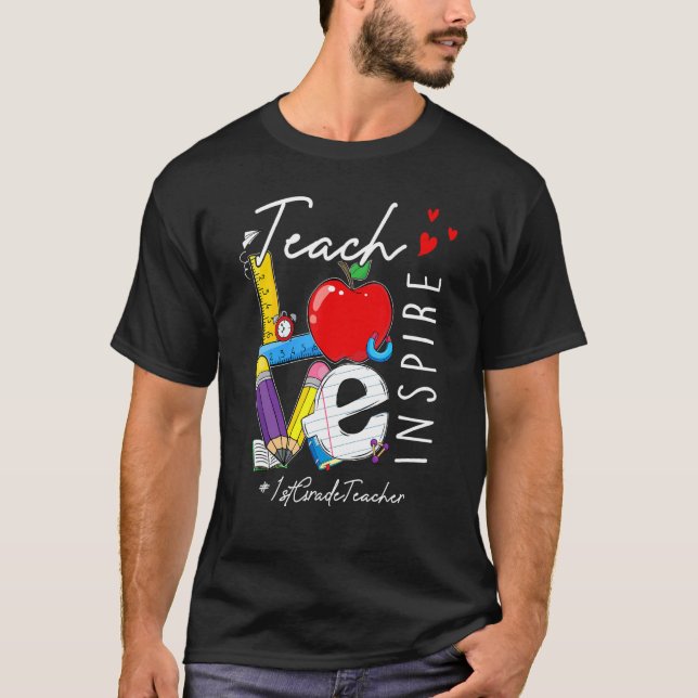 T-shirt Enseigner l'amour Inspirer 1ère année Enseignant P (Devant)