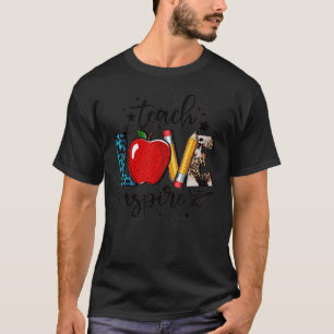 T-shirt Enseigner L'Amour Inspirer Crayon Apple Leopard Re