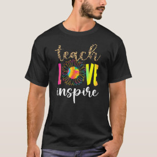 T-shirt Enseigner l'amour Inspirer Leopard Tie Dye Sunflow