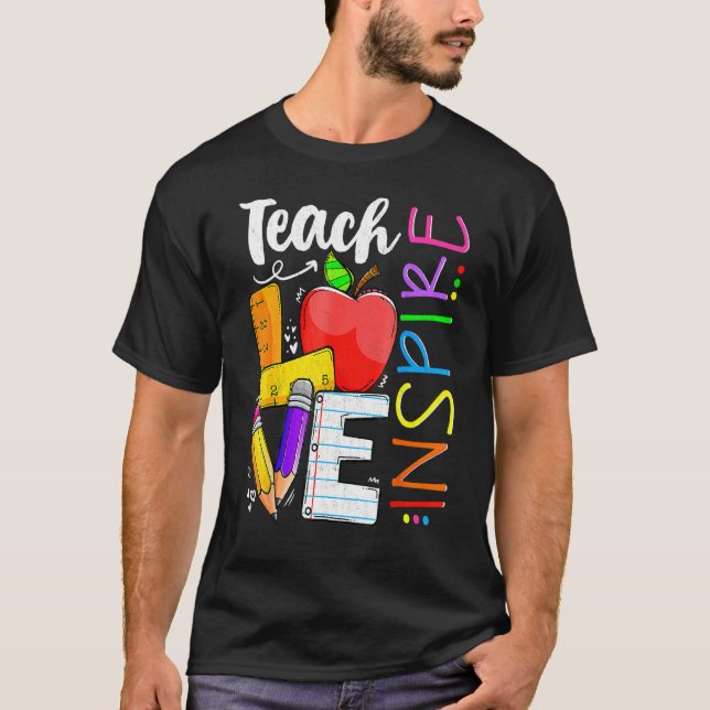 T-shirt Enseigner L'Amour Inspirer Retour À L'École Prek K (Devant)