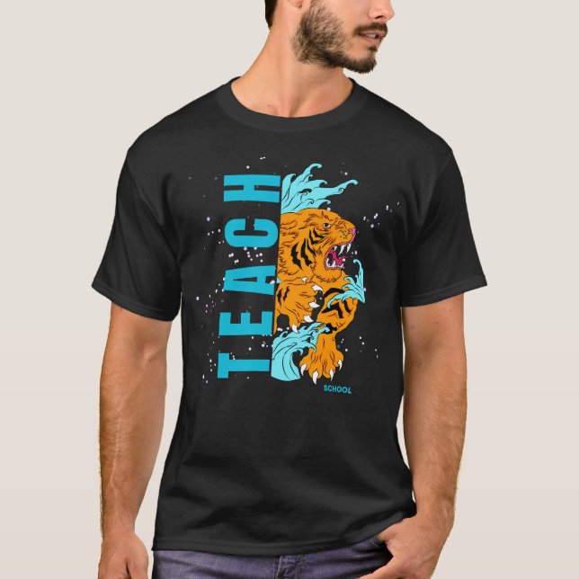 T-shirt Enseigner (tigre Turquoise) (Devant)