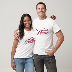 T-shirt Ensemble à jamais rose et rouge typographie d'amou