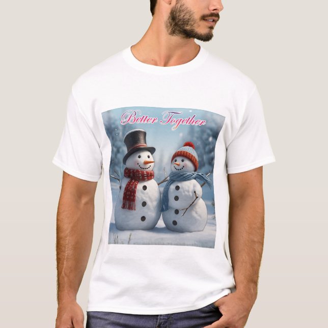T-shirt Ensemble dans la neige : Noël des couples (Devant)
