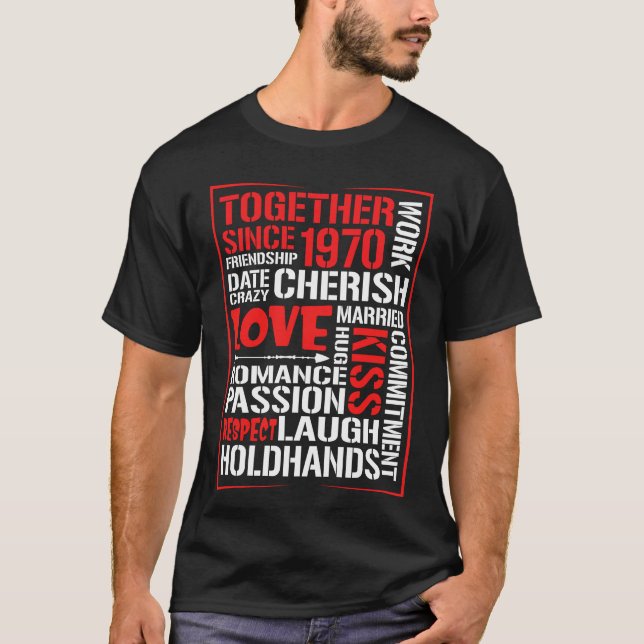 T-shirt Ensemble Depuis 1970. Couple de jumelage d'épouse (Devant)