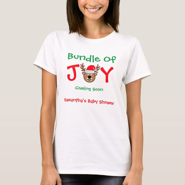 T-shirt Ensemble du Baby shower de Noël de la joie (Devant)