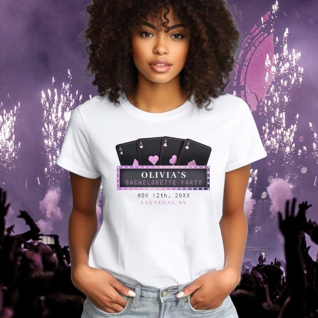 T-shirt Enterrement de vie de jeune fille rose et noir As  (Poker Aces Pink & Black Bachelorette Party T-Shirt
)