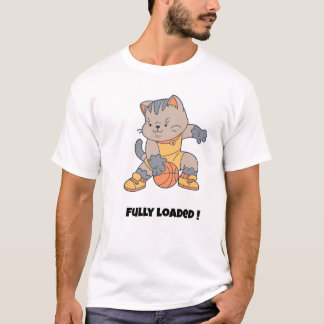 T-shirt Entièrement chargé - un drôle de chat-basket-ball