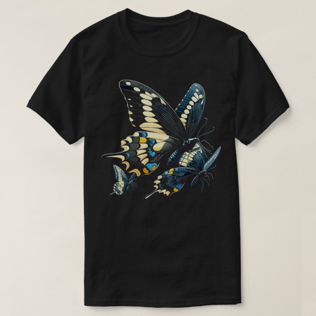 T-shirt Entomologie du papillon Bug Black Swallowtail B (Design devant)