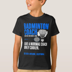 T-shirt Entraîneur de badminton raquette navette passe-tem