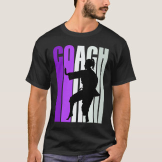 T-shirt Entraîneur de Karaté Rétro Violet Classique Enseig