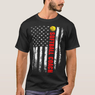 T-shirt Entraîneur de softball américain Drapeau