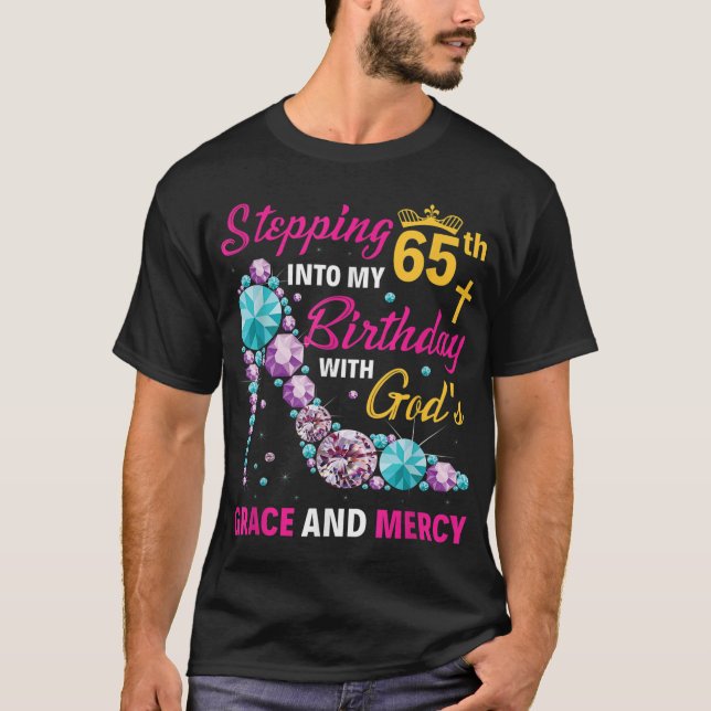 T-shirt Entrée dans mon 65e anniversaire avec grâce des di (Devant)