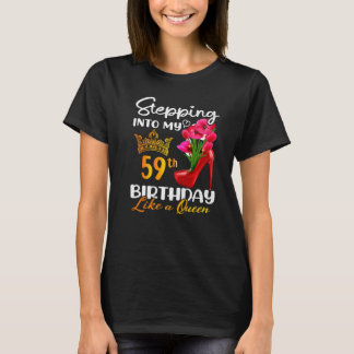 T-shirt Entrée En Mon 59E Anniversaire Comme Une Reine Pou