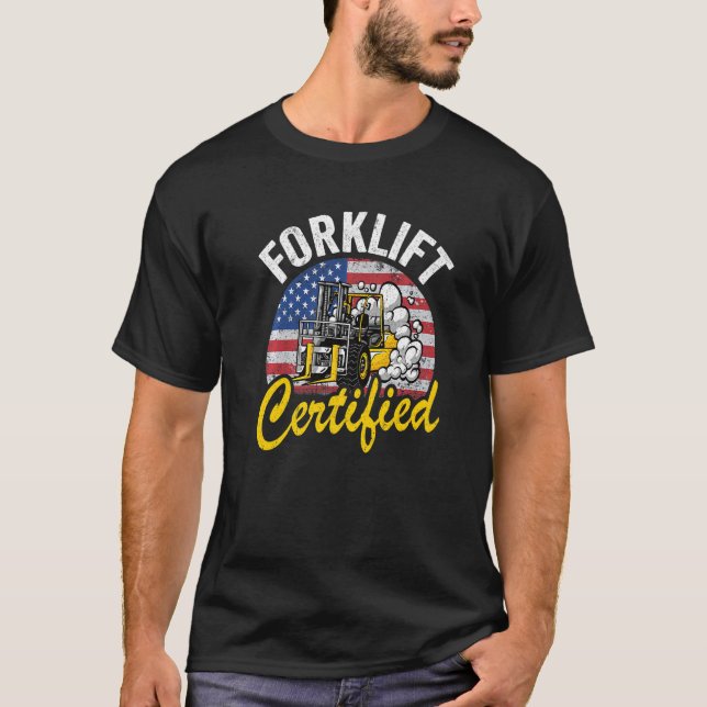 T-shirt Entrepôt américain Drapeau chariot élévateur à fou (Devant)