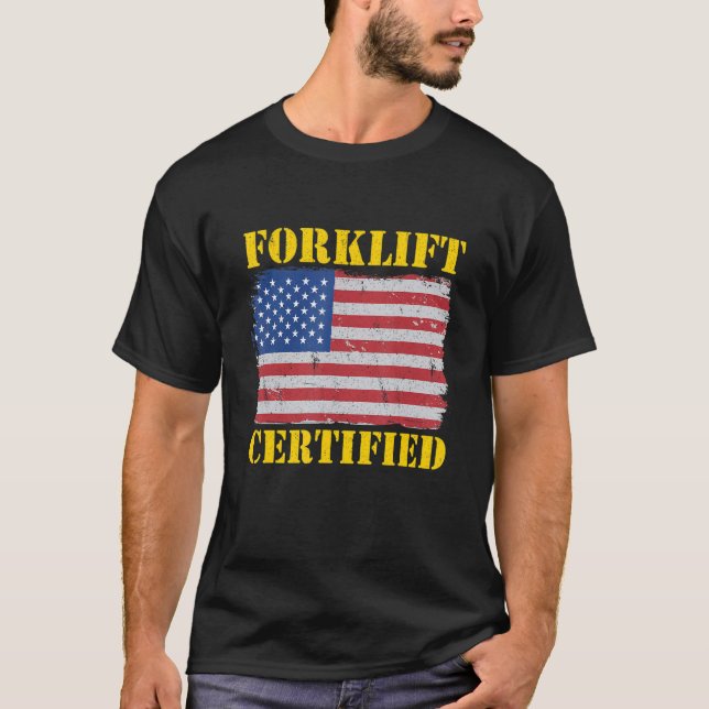 T-shirt Entrepôt américain Drapeau chariot élévateur à fou (Devant)