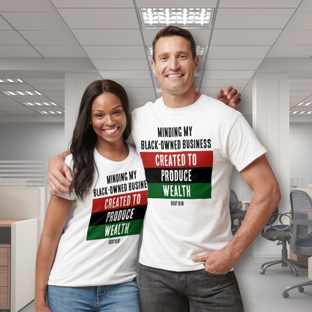 T-shirt Entreprise à propriété noire CRÉÉE POUR PRODUIRE D (Stylish customizable Christian T-shirt for Black business owners. Shop the collection.)