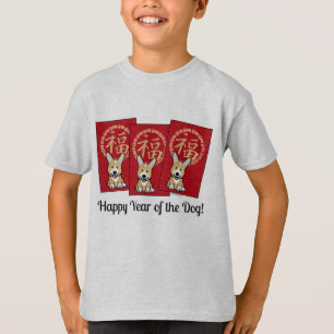 T-shirt Enveloppe rouge chinoise Lucky Corgi Année du chie