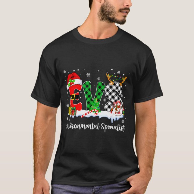 T-shirt Environmental Specialist Christmas Lights Red Plai (Devant)