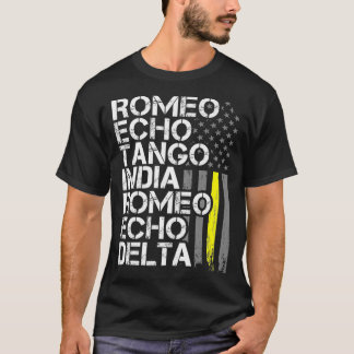 T-shirt Envoyer le cadeau de retraite mince ligne jaune