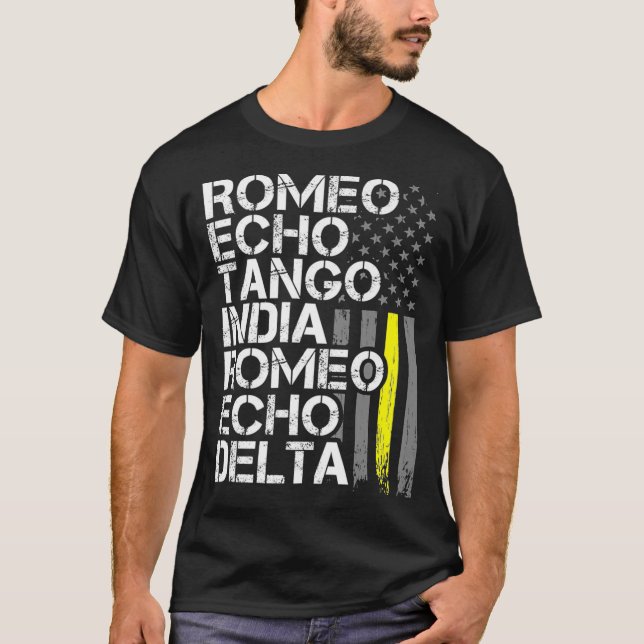 T-shirt Envoyer le cadeau de retraite mince ligne jaune (Devant)