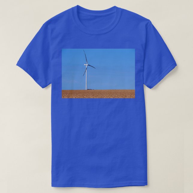 T-shirt éolienne sur le champ de blé énergie renouvelable  (Design devant)