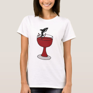 T-shirt Épaulard sautant en verre de vin rouge