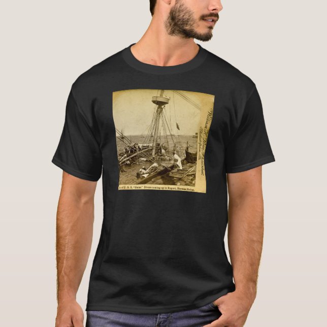 T-shirt Épave du cru montant de plongeurs d'U.S.S. Maine (Devant)