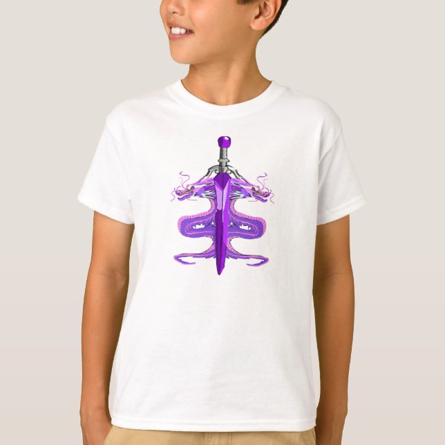 T-shirt Épée de dragon violet mystique (Devant)