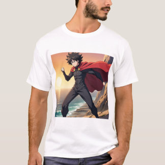 T-shirt Epic Anime Hero at Sunset – Powerful Warrior with 