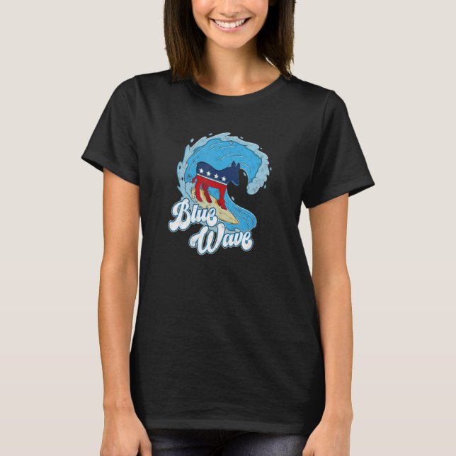 T-shirt Epic Blue Wave Surfing Démocrate Donkey (Devant)