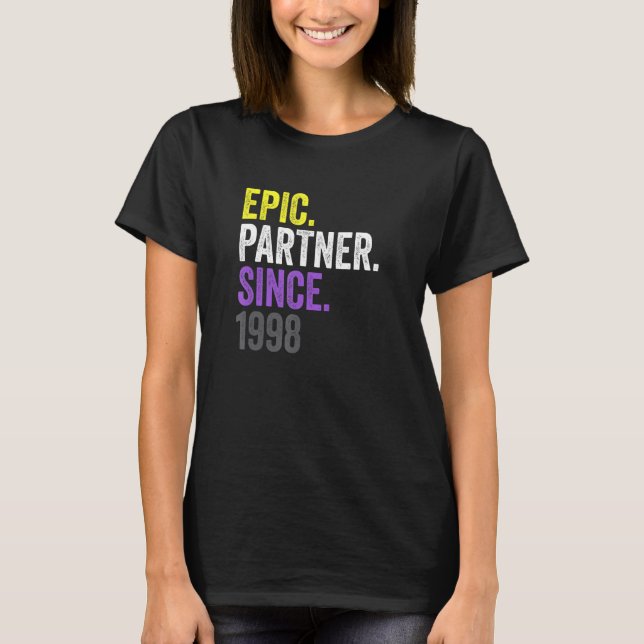 T-shirt Epic Partner Since 1998 Anniversary Non Binary Pri (Devant)