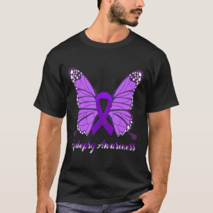 T-shirt Epileps de ruban violet de papillon de sensibilisa