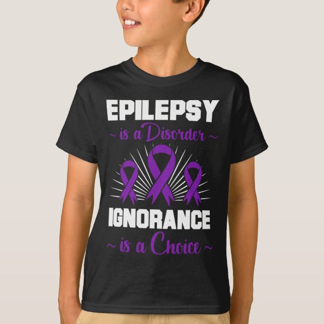 T-shirt Epilepsie Guerrier Epileptique Jour Purple Ribbon  (Devant)