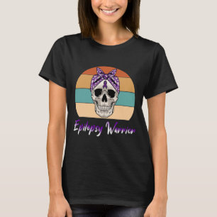 T-shirt Epilepsie Guerrier Vintage crâne pourpre Ribbon Ep