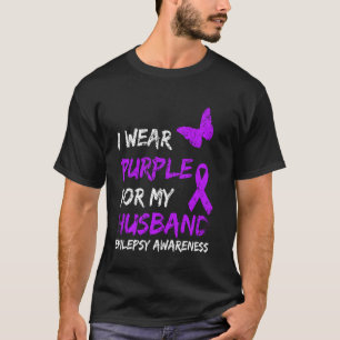T-shirt Epilepsie Je Porte Du Purple Pour Mon Mari Ruban