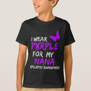 T-shirt Epilepsie Je Porte Du Purple Pour Mon Nana Ribbon 