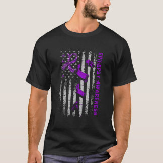 T-shirt Epilepsy Awareness Patriotic Us American Flagpurpl
